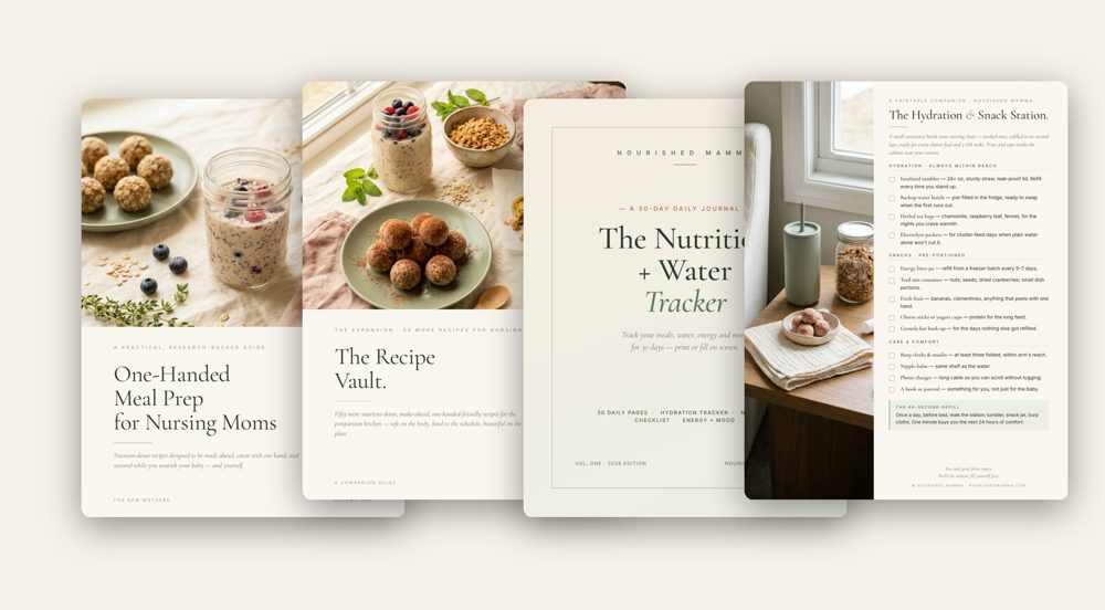 The Nourished Mamma library — the Weekly email plus all four bonus guides